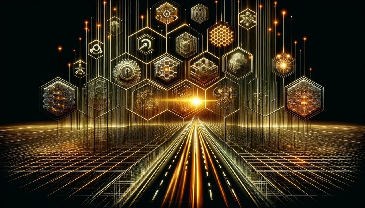 Abstract illustration of locked encrypted votes and shielded confidential balances on a blockchain network for privacy-first DAOs